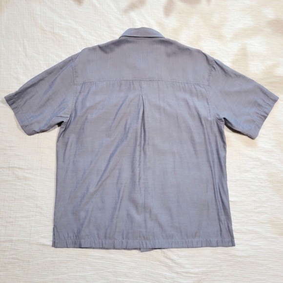 Kenneth Cole Reaction Vintage Button Short Sleeve Gray Silky Shirt Men Lg/Med - Picture 6 of 12